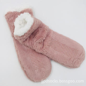 PINK PV fleece home socks non-slip women's socks